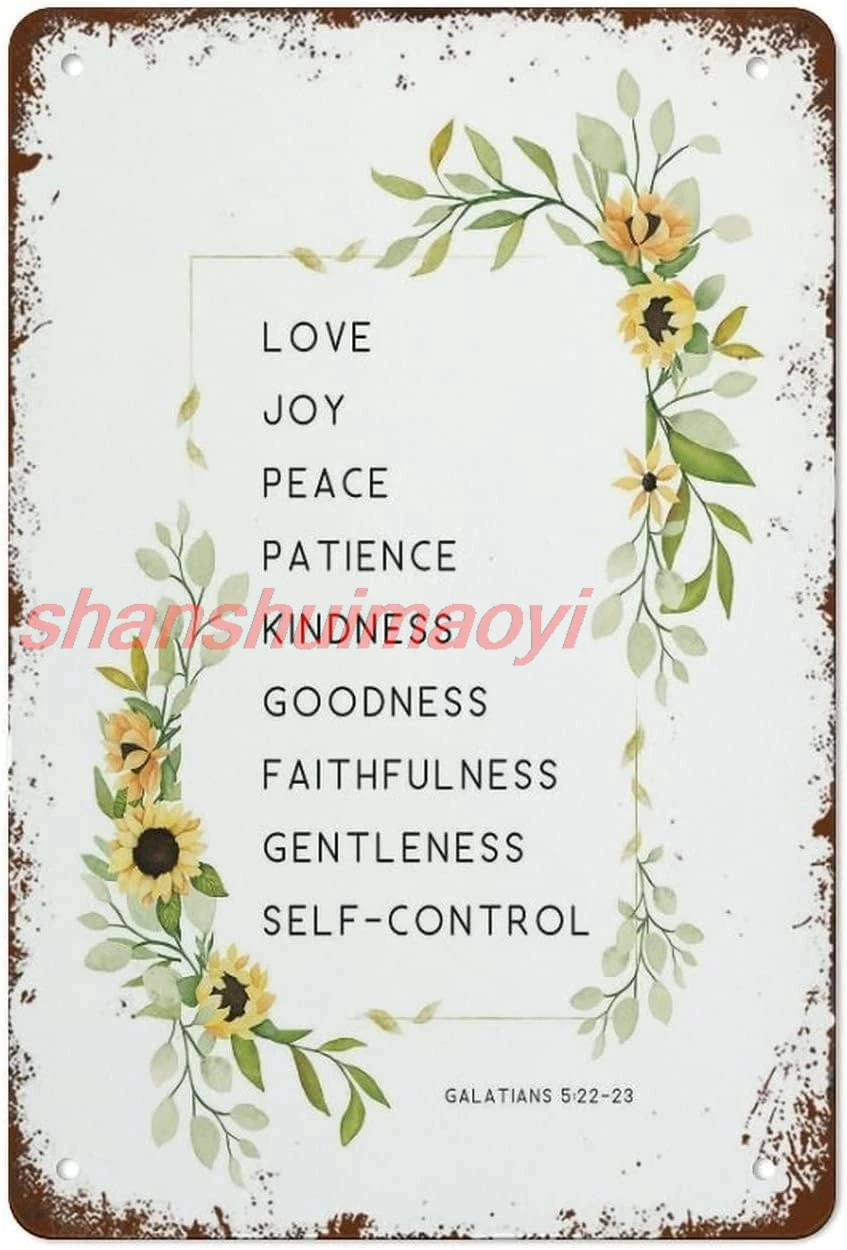 Fruit of The Spirit Bible Verse Metal Wall Art, Metal Signs for Decor Vintage Wall Decor, Vintage Tin Sign Posters Coffee F sign