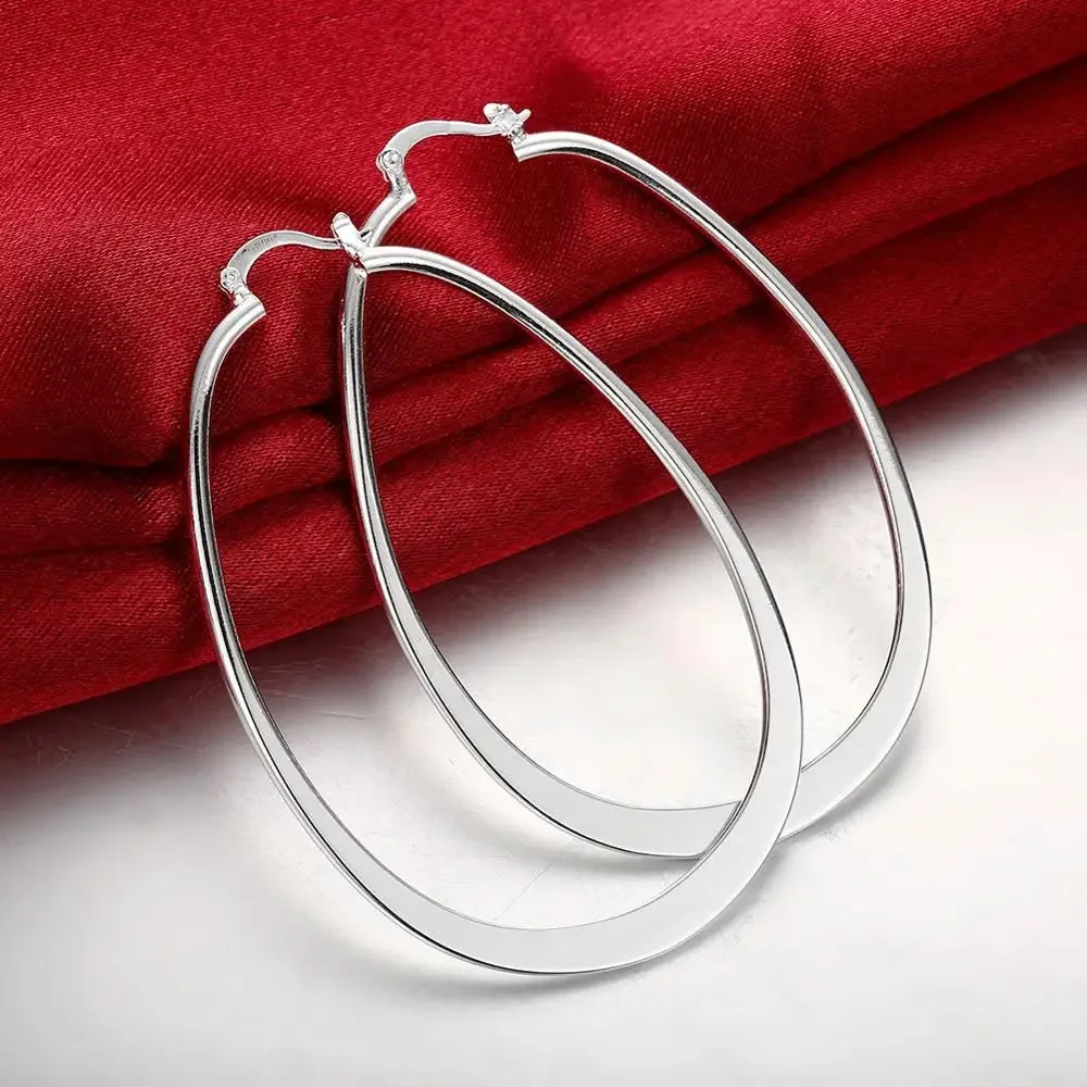 Promotion  wholesale trendy big U style silver color earrings For women weddin high quality fashion classic jewelry  Nickle free