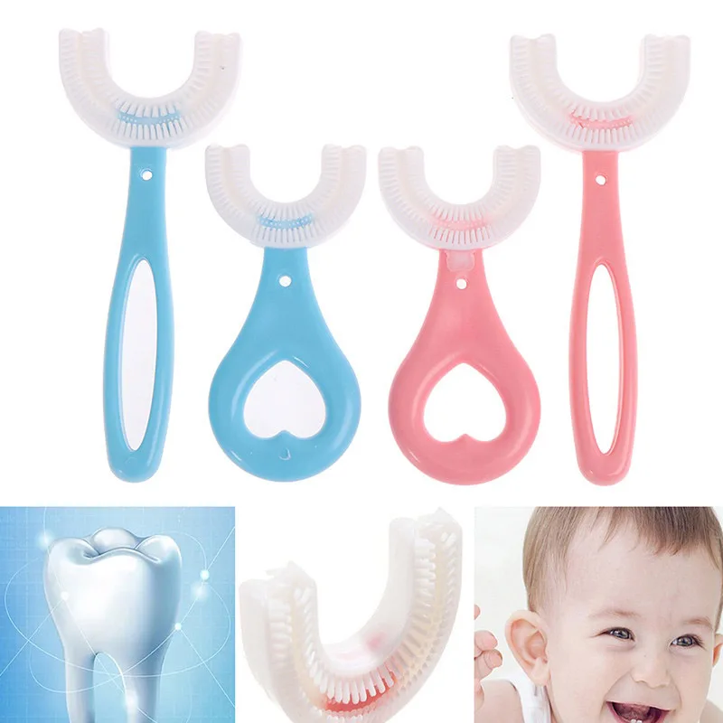 360° Kids U-Shaped Toothbrush Kids Toothbrush Infant U Shape Toothbrush With Soft Bristle Mouth Shape For Infants 2-12Years