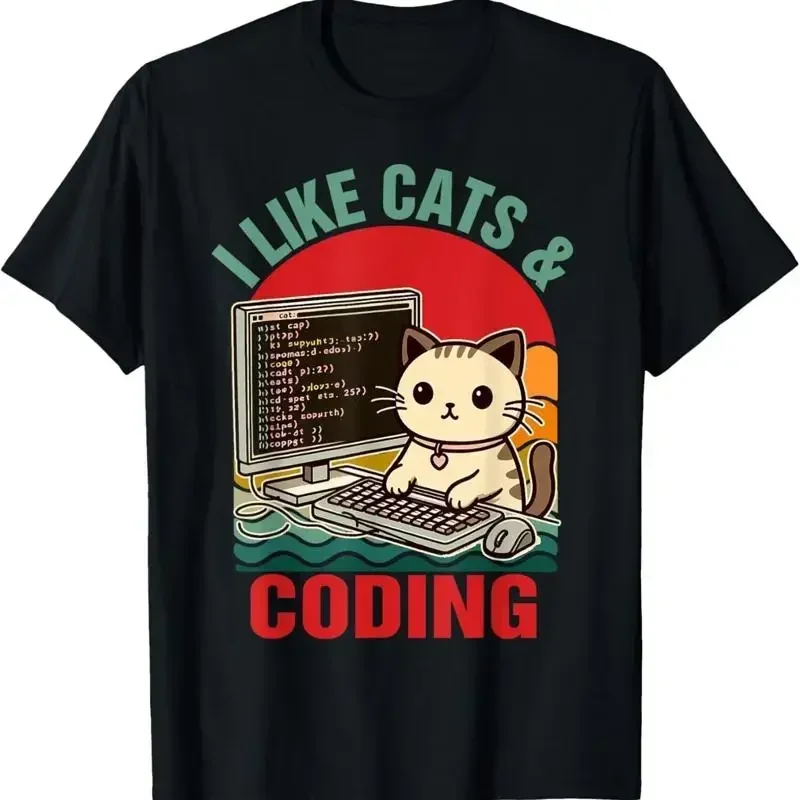 Coder Programmer Cat Lover Dad I Like Cats _ Coding T Shirt