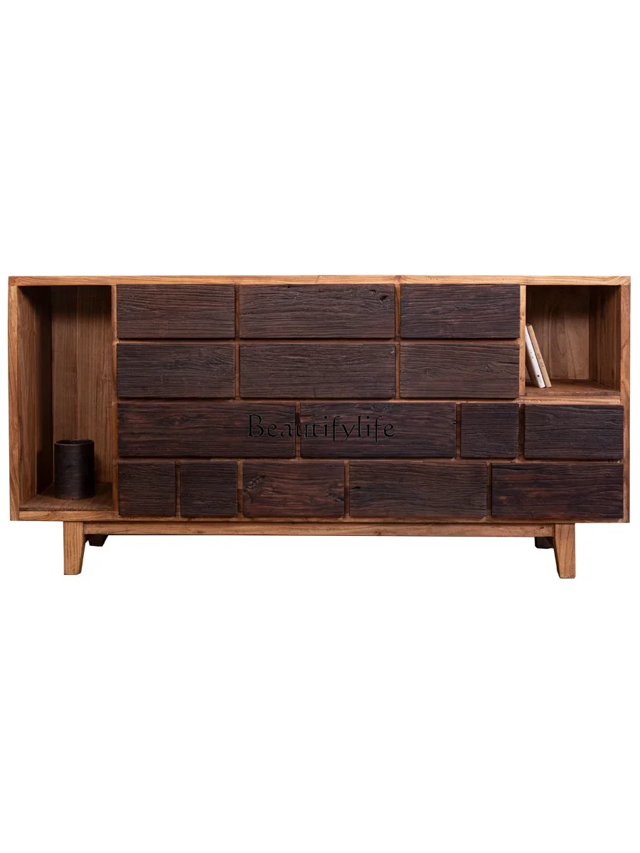 

FGWabi Sand Wind All Solid Wood Side Cabinet Medieval B & B Club Storage Tea Short Cabinet