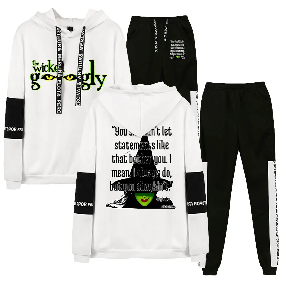 Movie WICKED The Musical Merch Casual Tracksuit Men Sets Hoodies and Sweatpants Two Piece Sets Hooded Sweatshirt Sportswear Suit