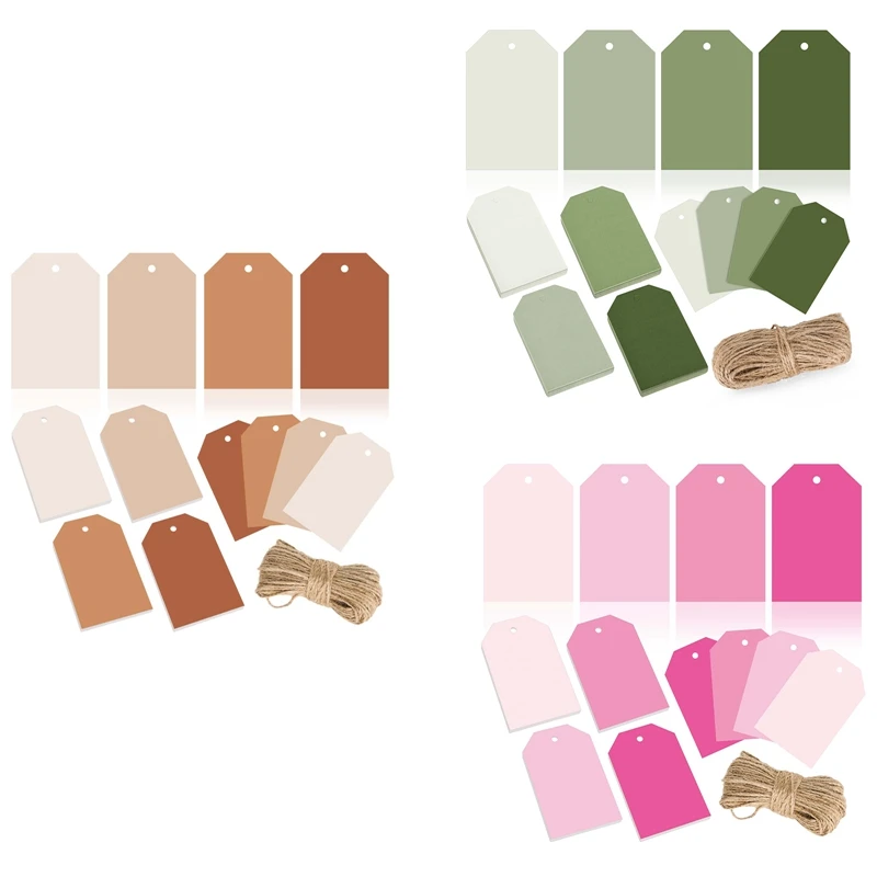 

120Pcs Terracotta Gift Tags 4 Gradient Solid Colors Hanging Labels With Rope Bulk Colorful Blank Paper Tags