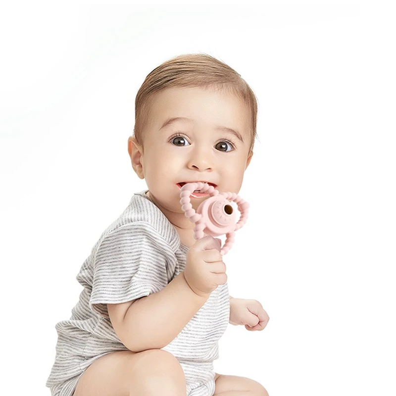 Mainan Kerincingan Silikon Bayi Mainan Kerincingan Musik Pendidikan Montessori untuk Bayi Hadiah Gigitan Bayi Baru Lahir Bebas BPA Silikon Aman untuk Makanan Bayi