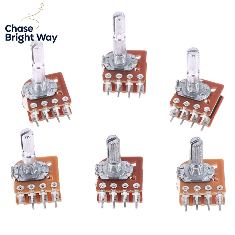 【New】2/5Pcs 8Pins B50K B100K Sound Volume Amplifier Potentiometer Dual Channel 8-Pin Flower Shaft 20mm 25mm 30mm WH148 (16) Type