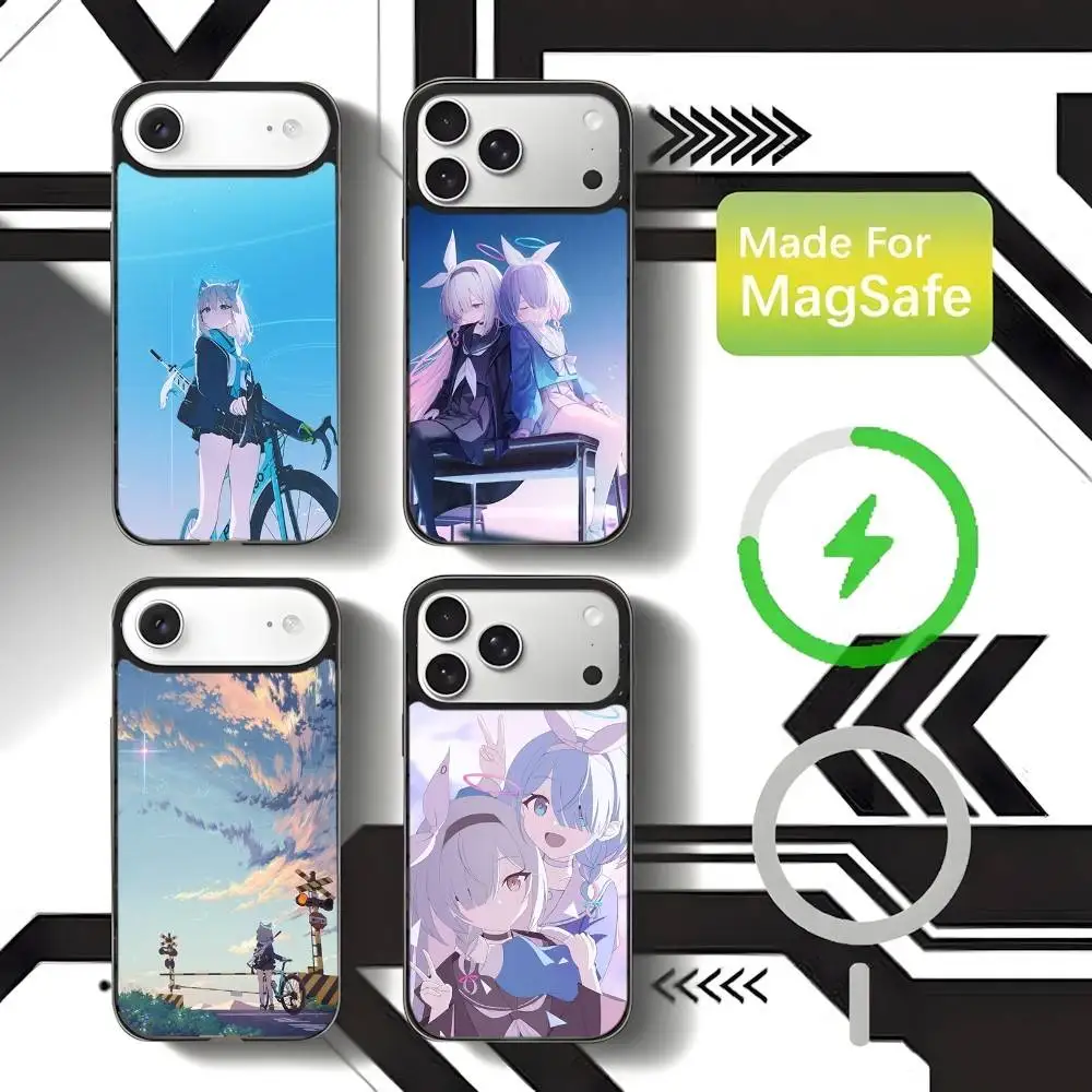 

Blue A-ArchiveS Game Phone Case For iPhone 17,16,15,14,13,12,11,Pro,Max,Plus,Mini,SE4,E Magnetic Magsafe Wireless Charging