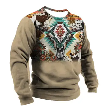 겨울 남성 티셔츠 스웨트 하라주쿠 에스닉 윈드 그래픽 레트로 의류 풀오버 셔츠 2023 캐주얼 스트리트 루즈 코튼 셔츠