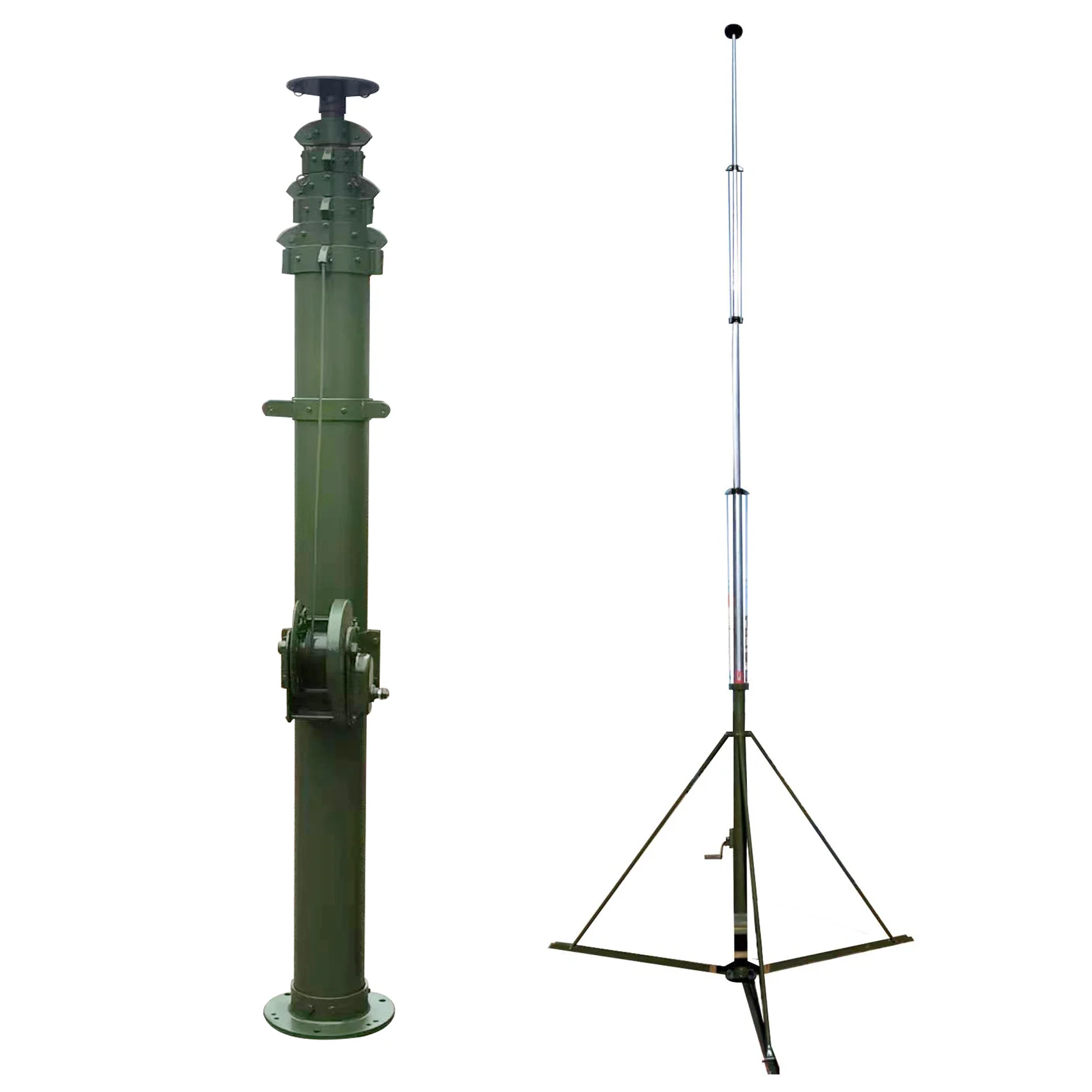 High 10m manual deployable structures mast for broadcast antenna