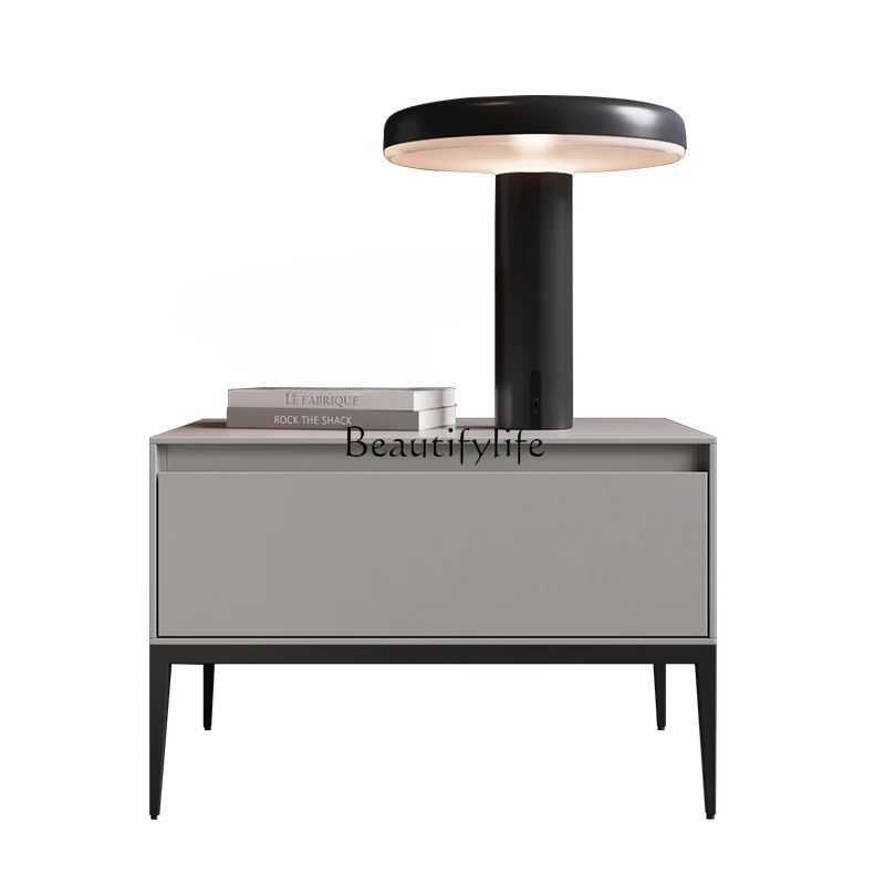 Table en frêne de style italien, tiroir simple, gris clair moderne, luxe abordable nordique