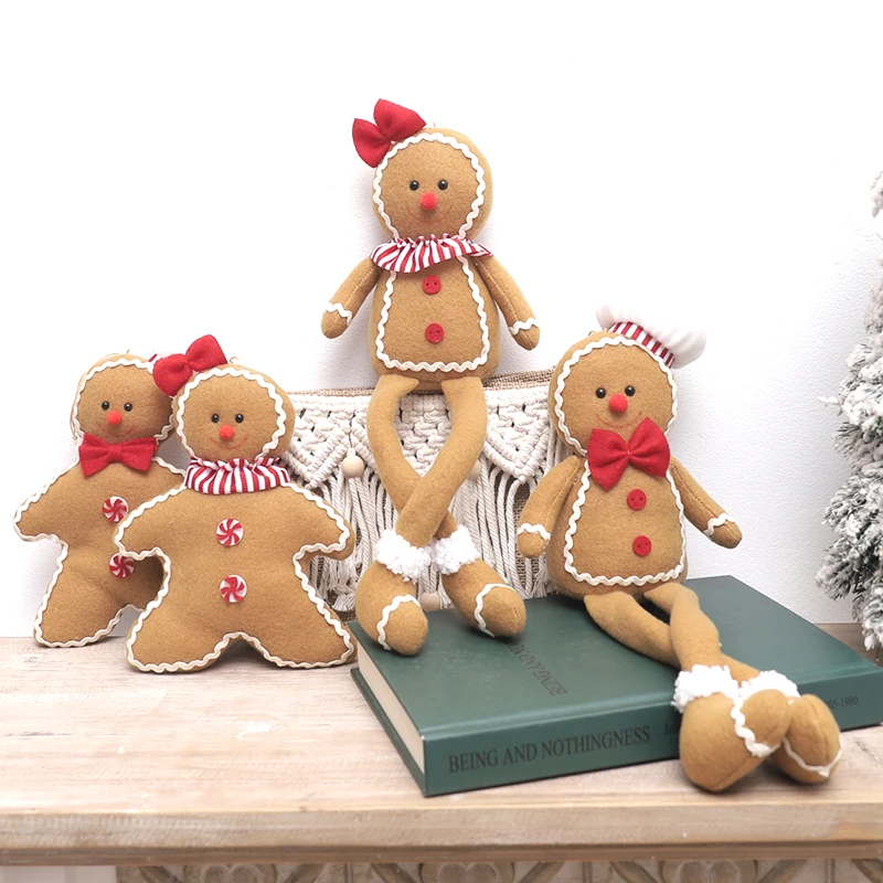 Large Gingerbread Man Christmas Decoration for Home Plush Doll Xmas Tree Hanging Ornament Pendant Kid Gift 2024 New Year Navidad
