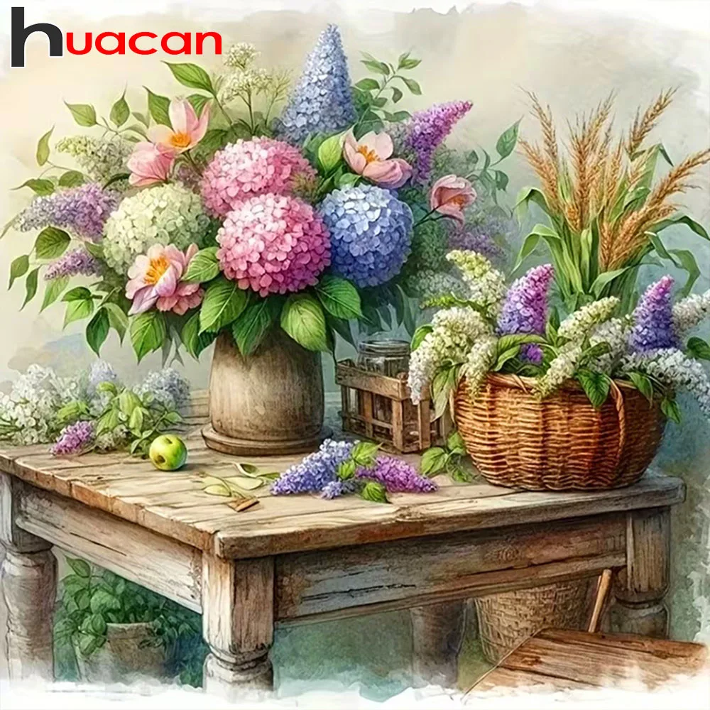 Huacan 5D DIY Diamond Painting Hydrangea Lavender Diamond Embroidery Flower New Collection 2026 Decorative Paintings