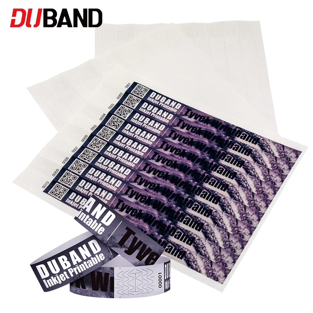 Self-printed inkjet printable adhesive tyvek blank bracelet, Popular music festival identification ticket