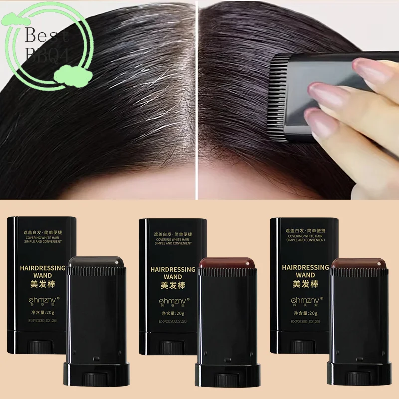 

(BBQ4)Hair Color Stick For Men Quickly Cover Gray White Hair Concealer Hairline Instant Covering Hair Dye Stick Applicator