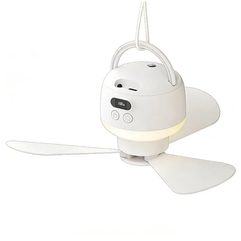 abwm-テントファン-リモコン付き-usb充電式-キャンプ用ファン-ledライト-5段階速度タイマー-ポータブル天井ファン-キャンプ用