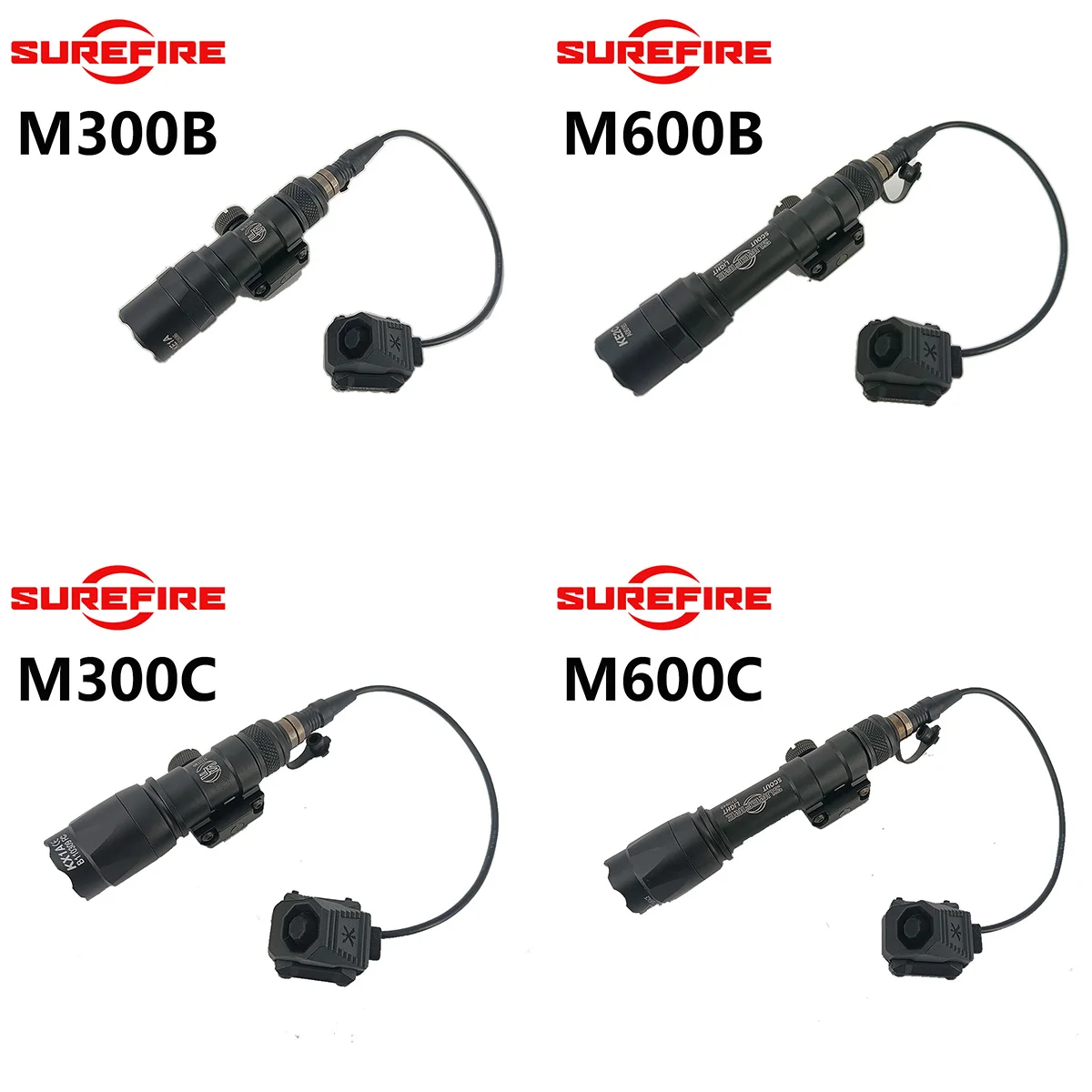 Lampe torche Surefire M300 M600 avec interrupteur à pression à distance constant UNITY Tactical AXON SL compatible avec rail de 20 mm, lampe de chasse et de reconnaissance