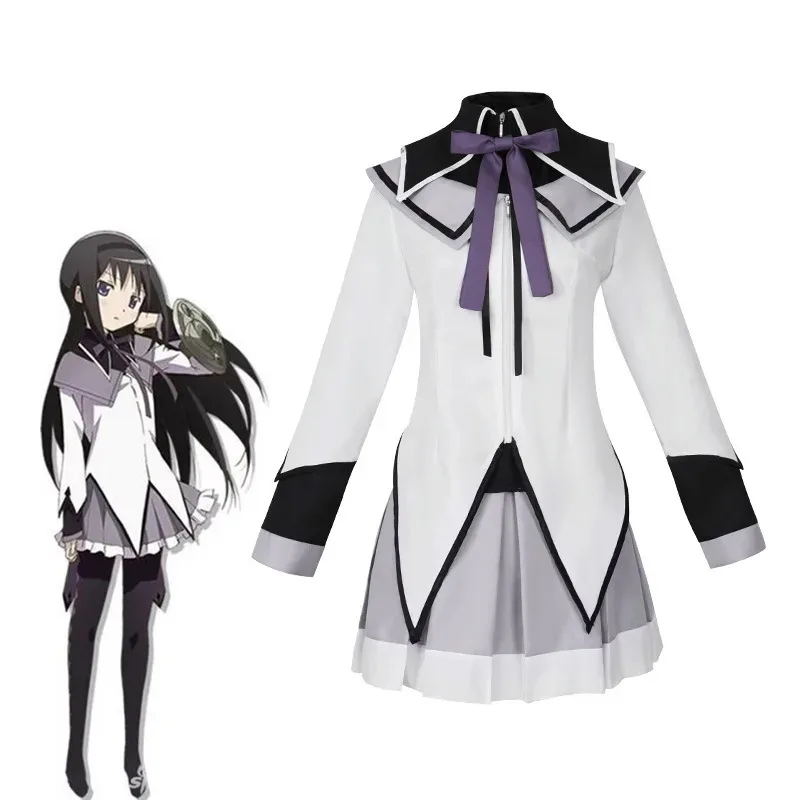 

Anime Akemi Homura Skirt Magical Girl Cosplay Costume Fighting Uniform Stockings Daily Outfit Halloween Party Outfitsa;2,c'4,h.