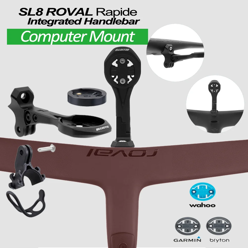 Computer Mount designed For SL8 ROVAL Rapide Integrated Handlebar Compatible with Gopro/GPS/Garmin/Bryton/Wahoo Aluminum Alloy