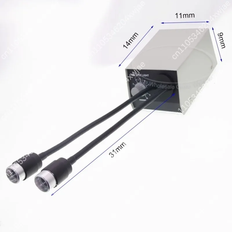 Dual LED Gooseneck Lamp 2x3W 6400K White, Flexible Microscope Illumination Light with Adjustable Arm