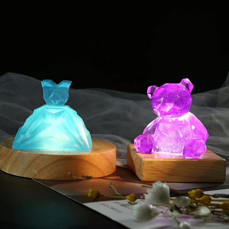 Y1UB 3D Nightlight Display Base LED Light Stand Base for 3D Crystals Glass Resin Art