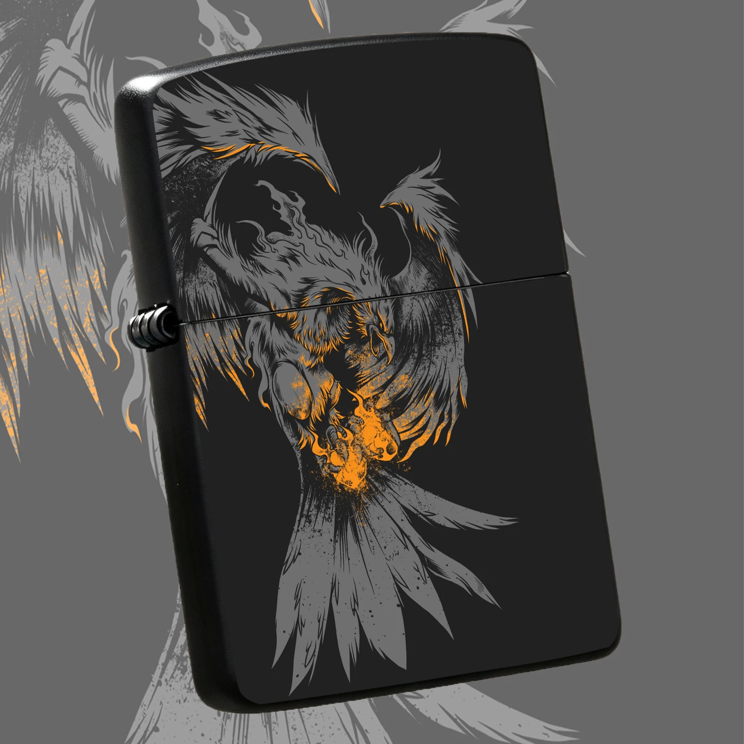 Vintage Gray-Orange Phoenix , Windproof Portable Retro, Men'S Niche Collectible Accessory, Durable Ignition Tool For Outdoor Camping Lighting, Practical Gift For Boyfriend Elderly With Aesthetic Auspicious Meaning A Fun And Humorous Lighter