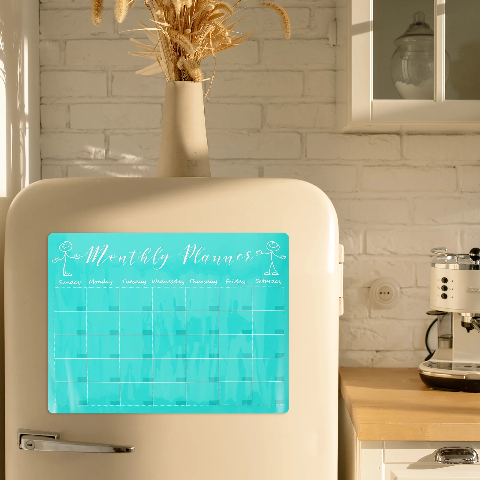 1 مجموعة الثلاجة المغناطيسية الجافة محو لوحة بلاستيكية شفافة مخطط يومي الجدول الزمني المنظم رسالة مجلس مخطط مغناطيسي #6