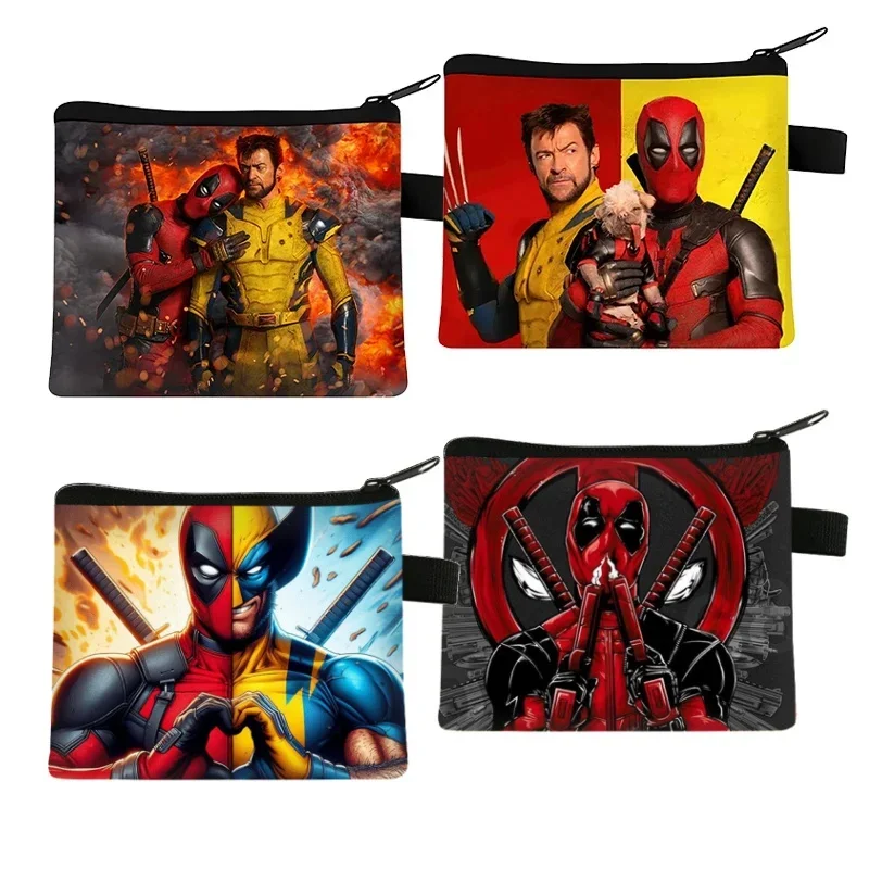 Deadpool Wolverine Wallet for Disney Movie Cartoon Printed Coin Purse Bank Card Portable Storage Mini Bag Anime Best Friend Gift