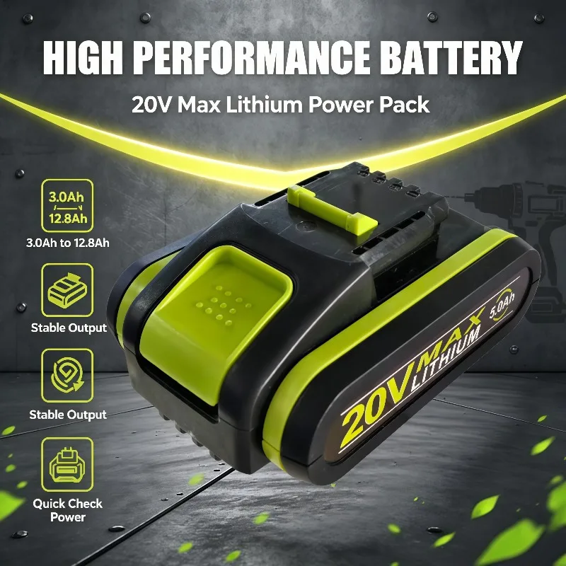 High Capacity 20V Lithium‑ion Battery 3.0Ah‑12.8Ah For Worx lpega WA3551 WA3553 WU268 WX678 WX550.2 Electric Tools