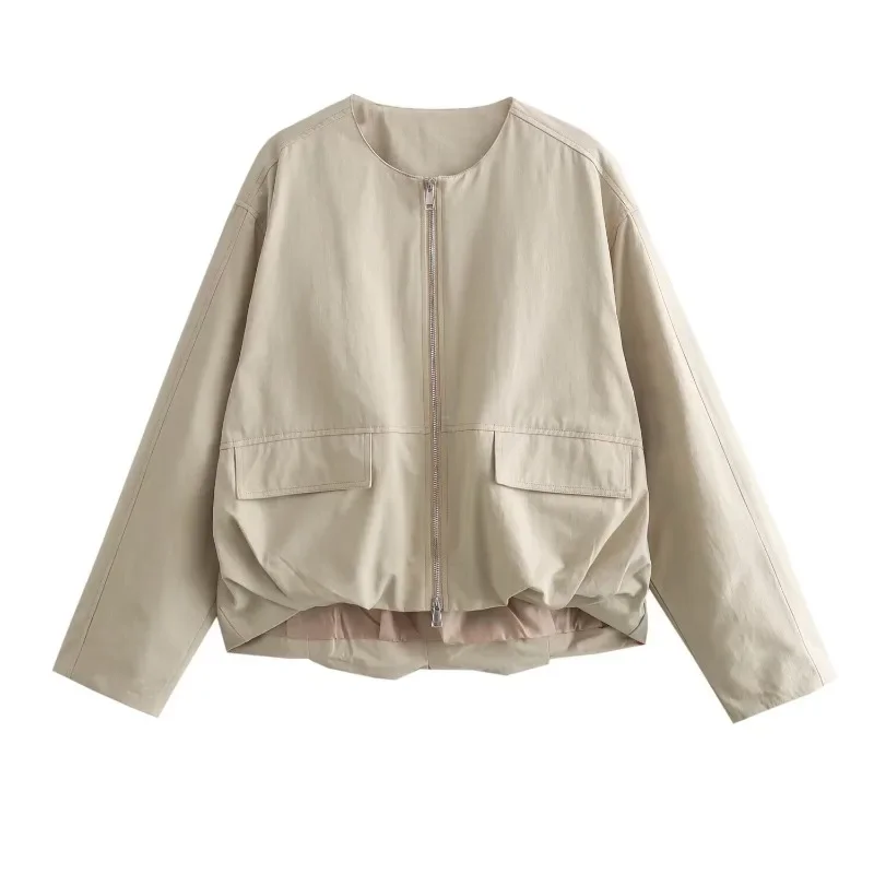 Beige Jackets Korean Style Women's 2025 Golf Wear Women Korean Baseball Uniform Pretty Bomber Elegant Women's Jackets