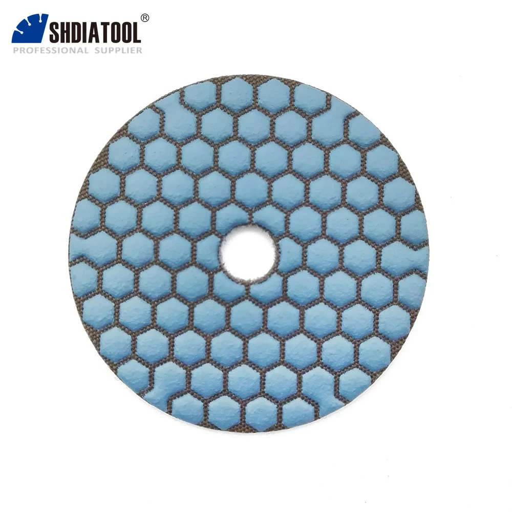 SHDIATOOL 6pcs Dia 4inch Resin Bond Diamond Flexible Polishing Pads Grit #50 100mm Dry Stone Sanding Disc Granite Marble Ceramic