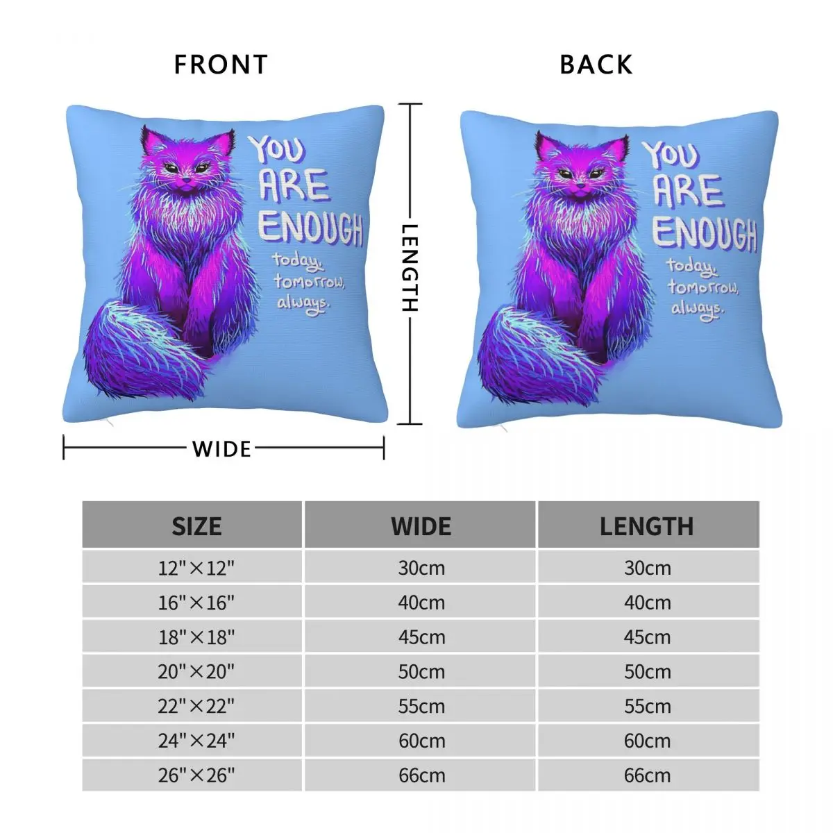 You Are Enough Magical Maine Coon Cat Square Pillowcase Polyester Linen Velvet Printed Zip Decor Pillow Case Room Cushion 45x45