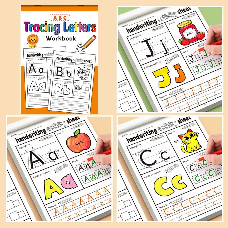 كتاب تمرينات بخط اليد باللغة الإنجليزية للأطفال، كتاب أنشطة ممتعة تحتوي على الرسوم التوضيحية الممتعة، 5 أنواع من الألعاب التفاعلية #2