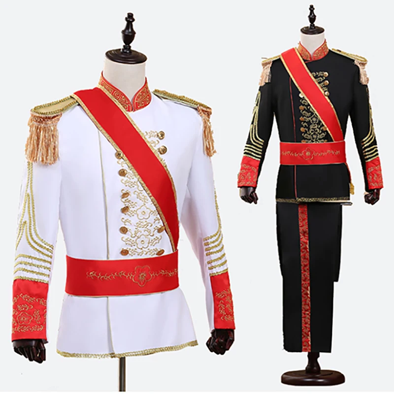 

Men British Royal Guard Costume Top and Pants Queen's Uniform William Soldiers Clothes European Military Prince Suit Full Set