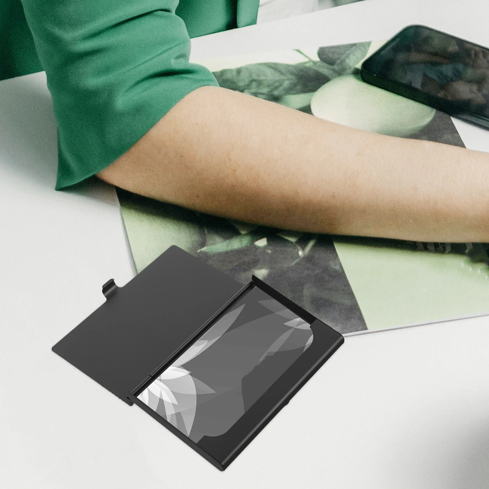 

1pc Rhinestone Business Card Holder Metal Cards Container Shiny Diamond Pocket Case Silver Portable Desk Organizer Storage Box