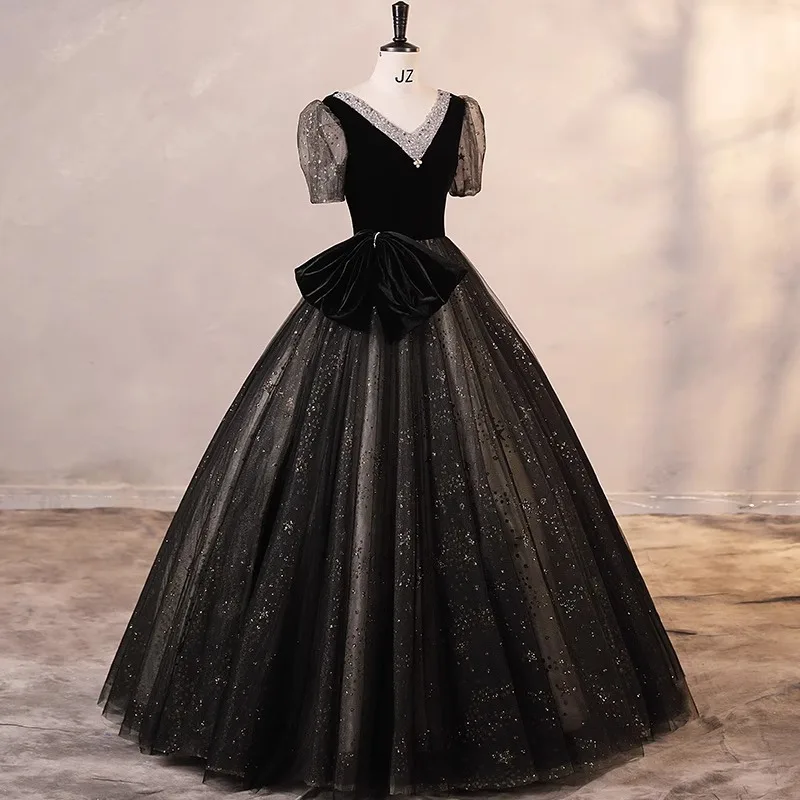 Vestido De baile negro para mujer, vestidos De quinceañera, vestidos De fiesta De cumpleaños De graduación De tul, Vestido Formal, 15 años