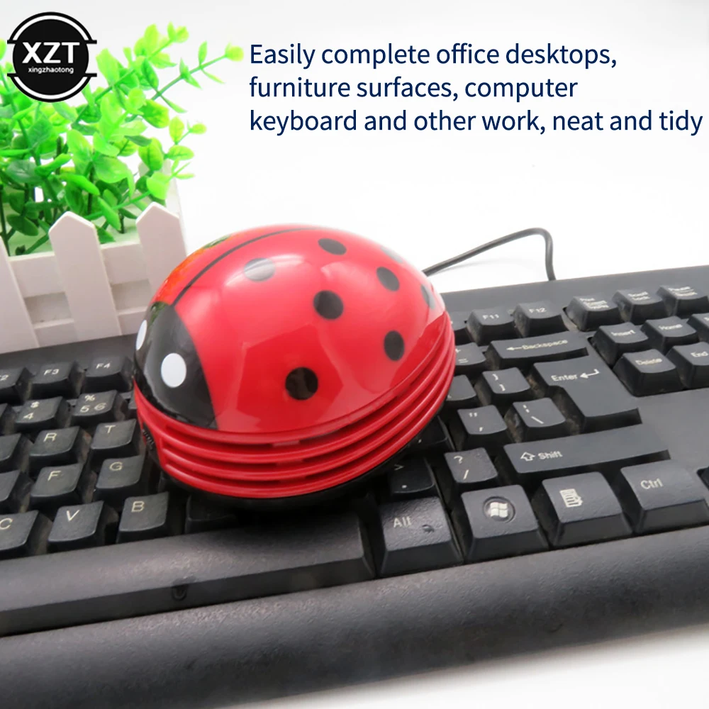 Table Vacuum Cleaner Ladybug Dust Cleaner Portable Desktop Coffee Dust Collector For Home Office Desktop Cleaning Crumb Sweepe