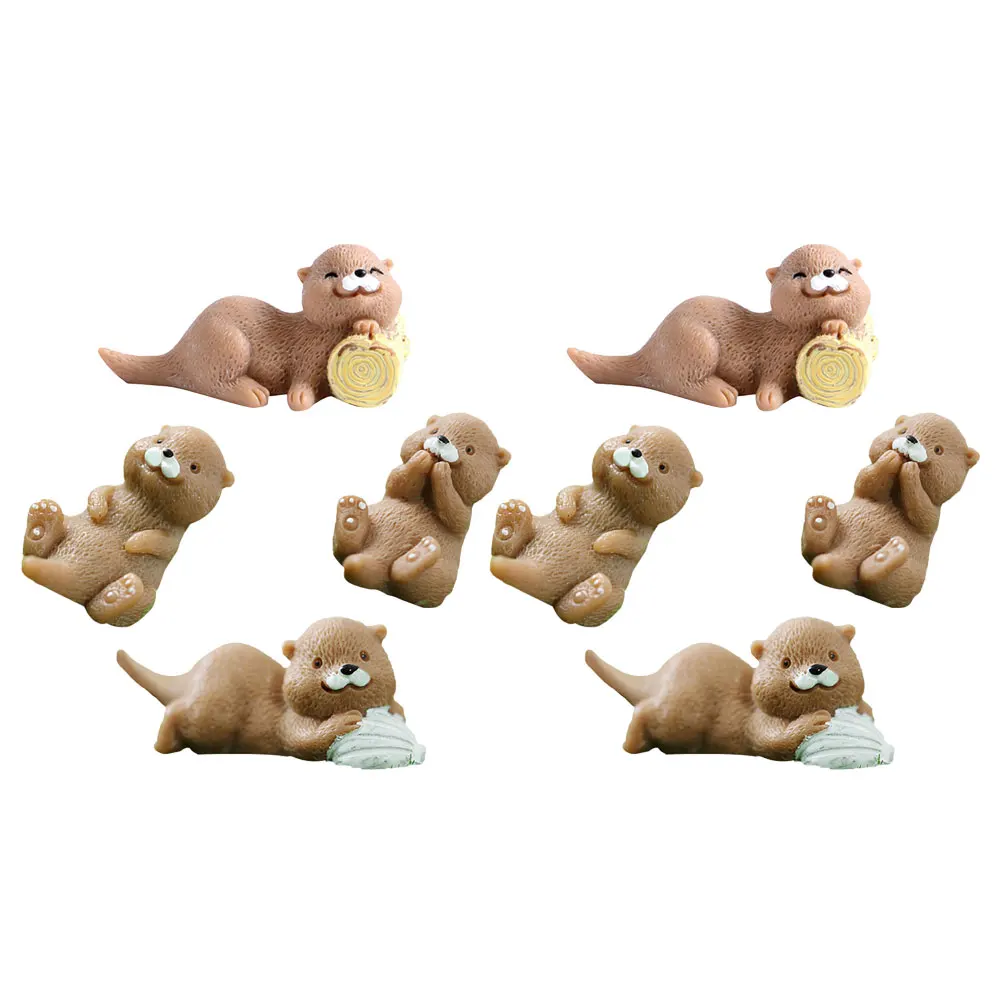 

8 Pcs Otter Toys Otter Figurines Home Decor Garden Animals Statue Micro Mini Animals Miniature Landscapes Miniature Figures