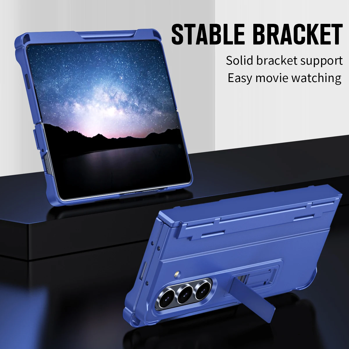 Full Hinge Protective Phone Case For Samsung Galaxy Z Fold8 Ultra Built‑in Kickstand S Pen & Slot With Front Tempered Glass Film