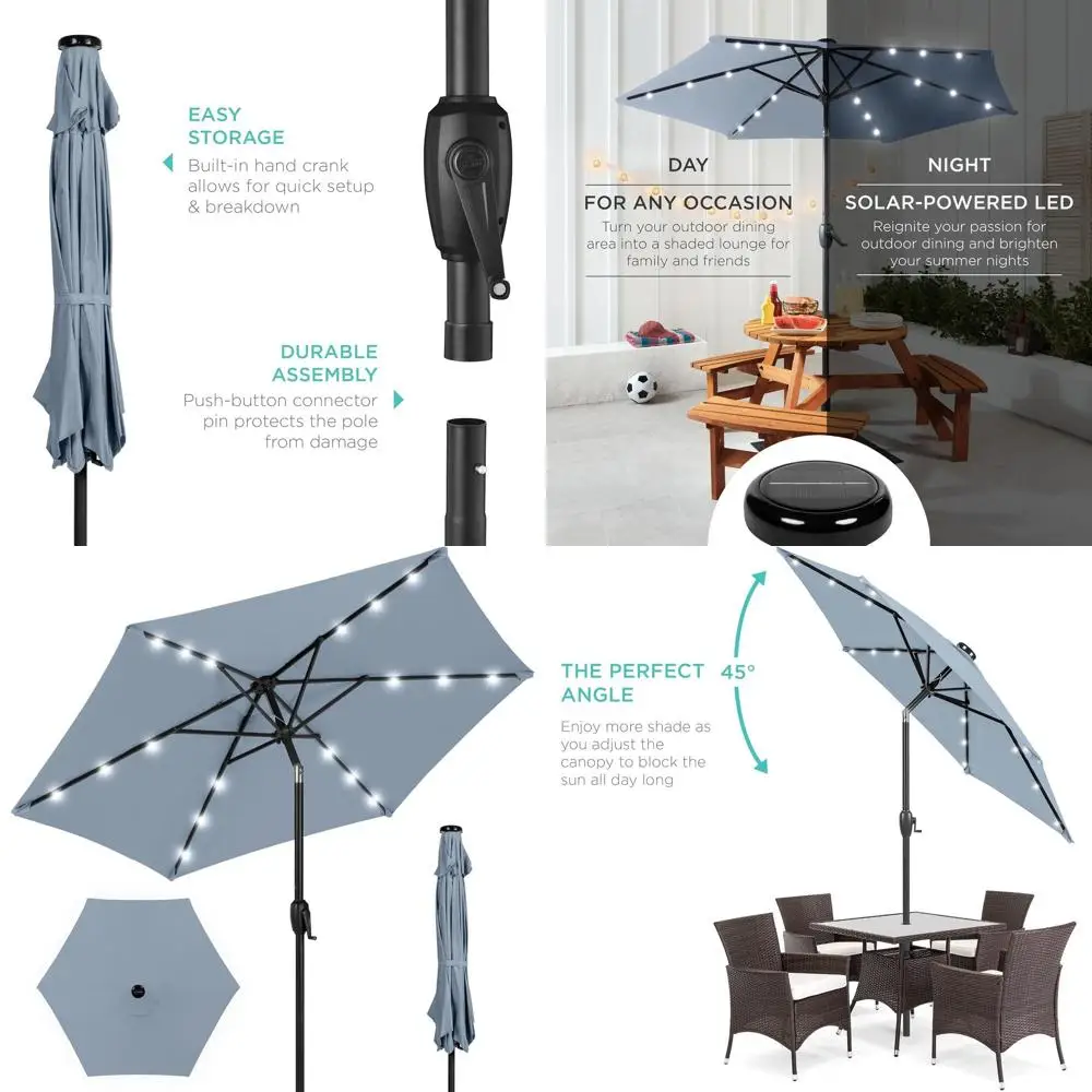 

Зонт для патио 7,5 футов с ручкой и LED-подсветкой для террасы или бассейна