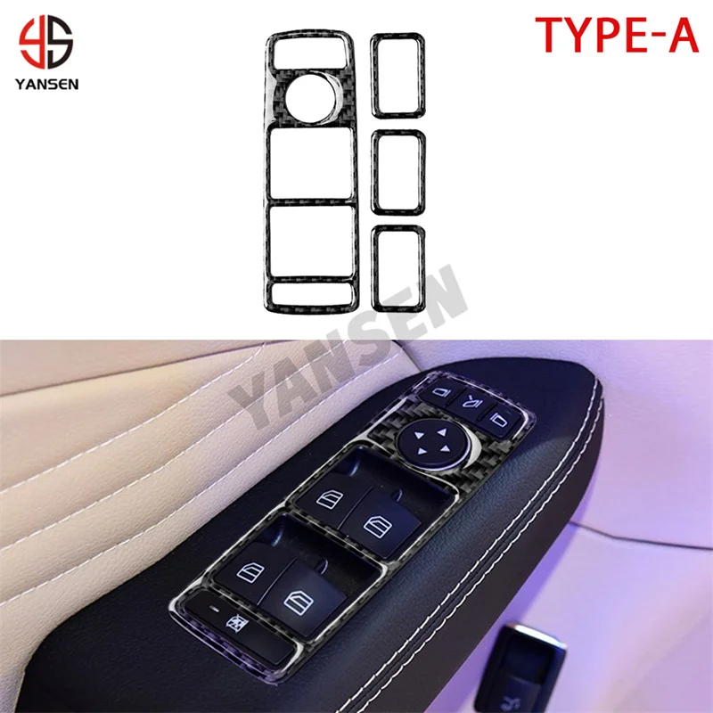 

Car Window Lift Button Frame Carbon Fiber Sticker For Mercedes Benz A/B/C/E Class GLA GLA GL ML GLE Accessories