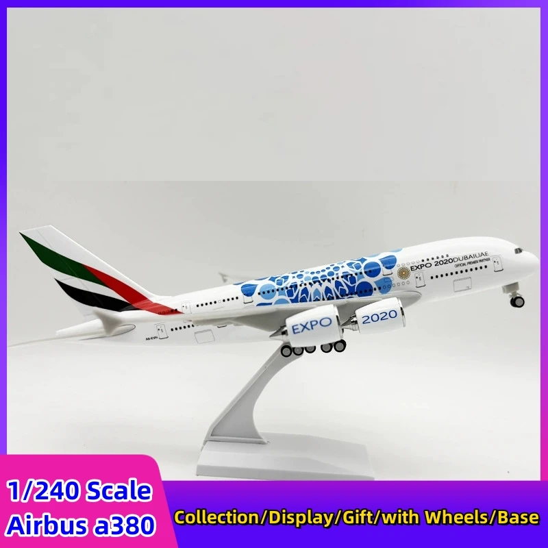 

Scale 1/240 30CM Air EXPO Dubai A380 Airlines Planes Model Plane with Stand for Aviation Enthusiasts Decoration Plane Gifts