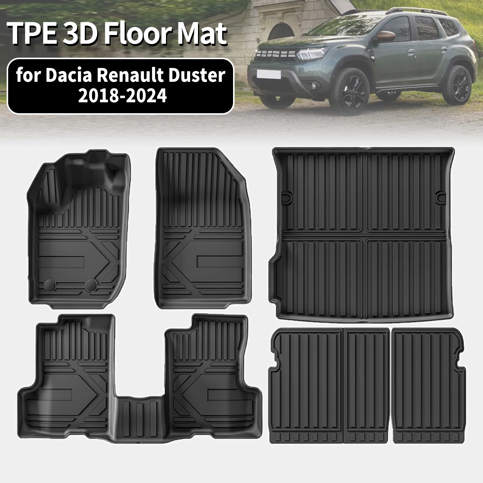 for Dacia Renault Duster Petrol Fuel  2018-2023 2024 LHD Eco-Friendly TPE Floor Mats Non-Slip Dustproof Car Interior Accessories