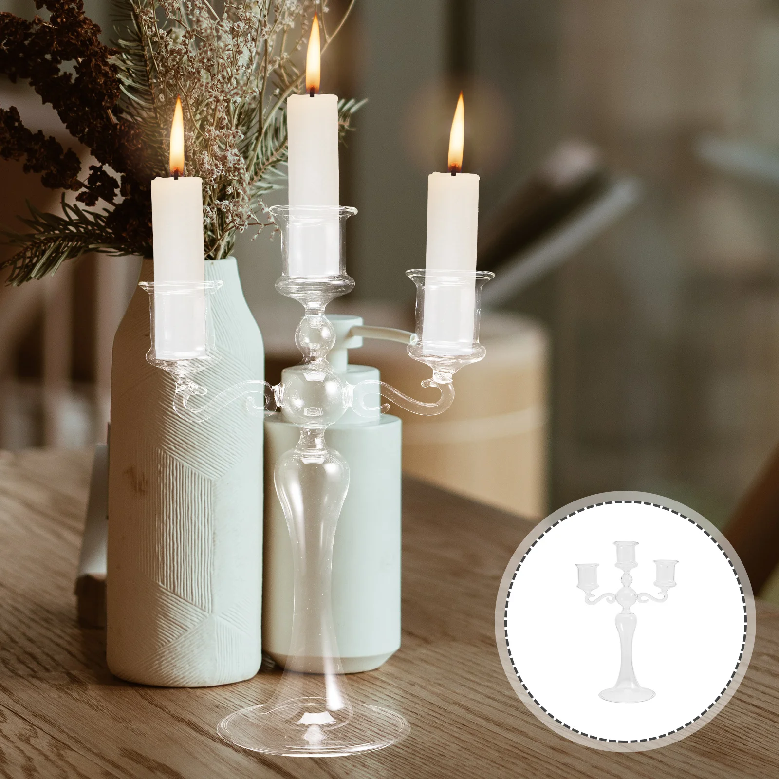 

Clear Glass Holder Elegant Simple Design Romantic Wedding Tabletop Candlelight Centerpiece Decoration Glass Holder
