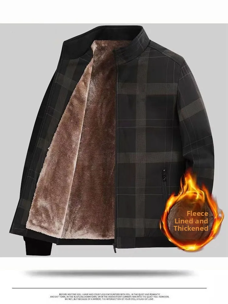 

Men's Fce Lined Adstrative Jaet Busin Casual Top for Middle Aged And ly Autumn Winter New Sle Polyester Fiber