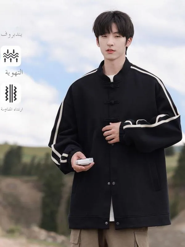 

New Chinese Sle Tang Suit Autumn New Loose Stand Collar Jaet for Men Teenage Faion Trend Matching Jaet Long Sve