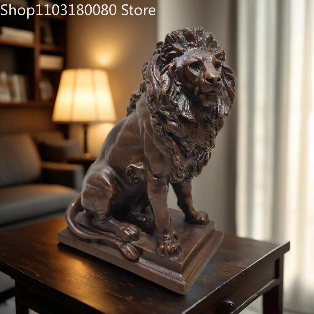 Statue du Lion de Juda en cuivre finition antique 21 cm, décoration d'autel Judaica pour la maison