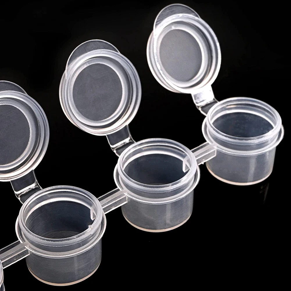 50 tiras de botes de pintura, 300 botes de 2 ml/0,07 oz, vasos de pintura vacíos con tapas, para aulas, pinturas, festivales de arte