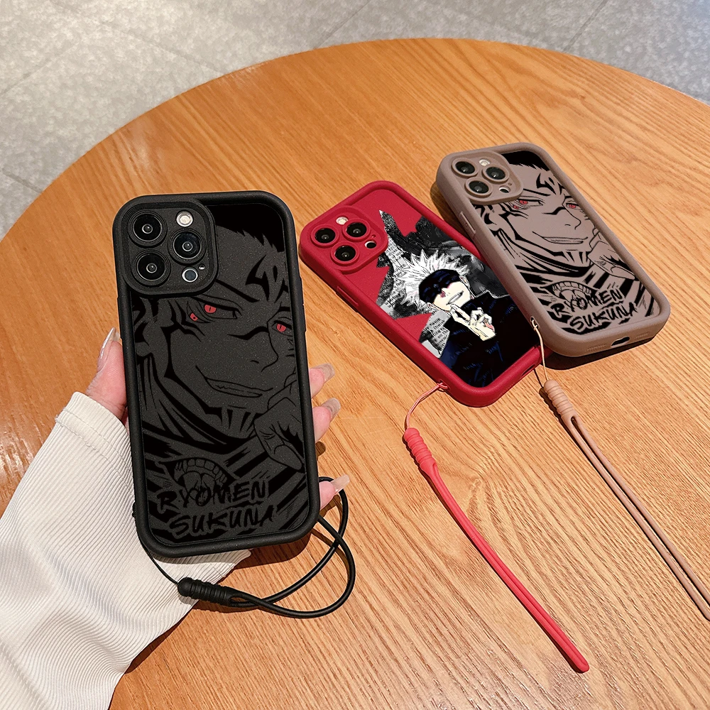 

Jujutsu Kaisen Anime Gojō Phone Case for OPPO A7 A16 A17 A38 A53 A54 A55 A58 A72 A74 A76 A78 A94 A98 4G 5G Cover With Hand Strap