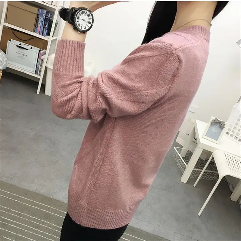 

2026 Spring Autumn New Knitted Sweater Women Pullover Fashion Long Sleeves Loose Thick Knitwear Jumper Sweaters Femme Tops W1071