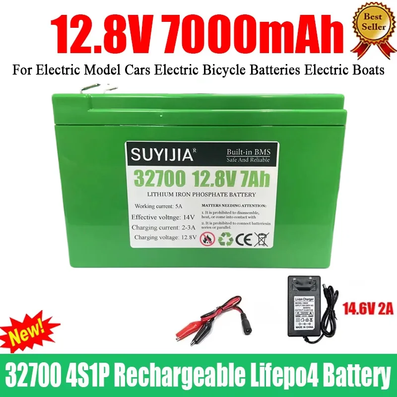 New 12.8V 7000mAh 32700 4S1P Lifepo4 Battery Pack for Electric Boats and Uninterruptible Power Supplies with 4S 40A Balanced BMS