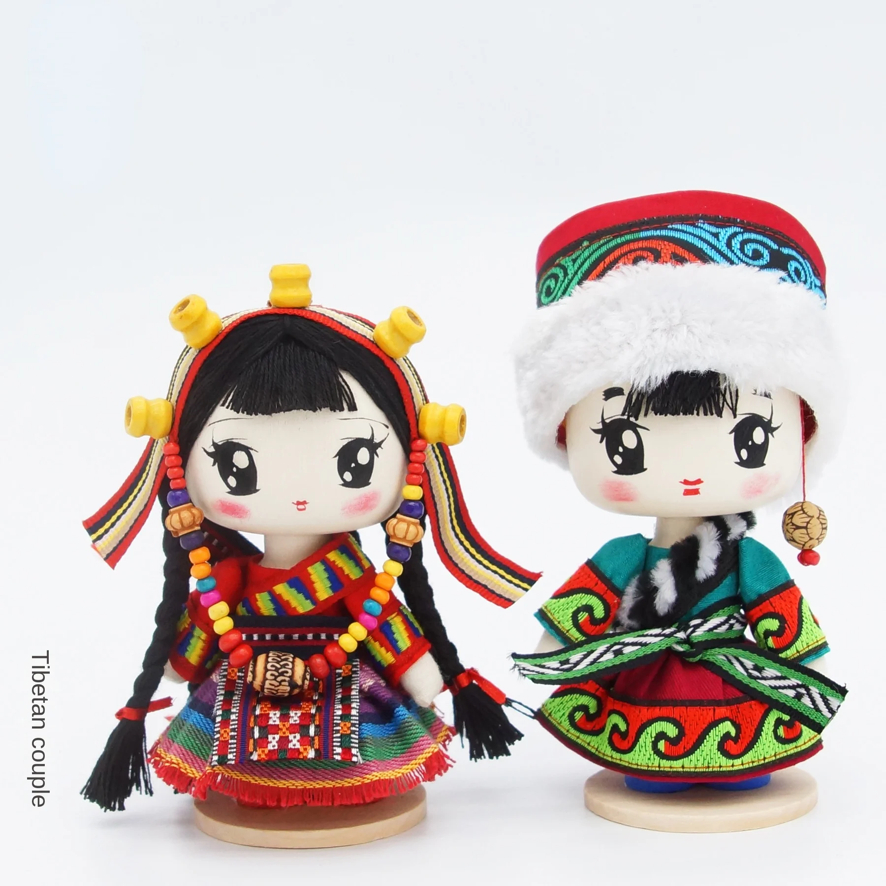 17cmq Tibetan Doll Handmade Wooden Ethnic Doll Puppet Teaching Aids Tibetan Special Gifts